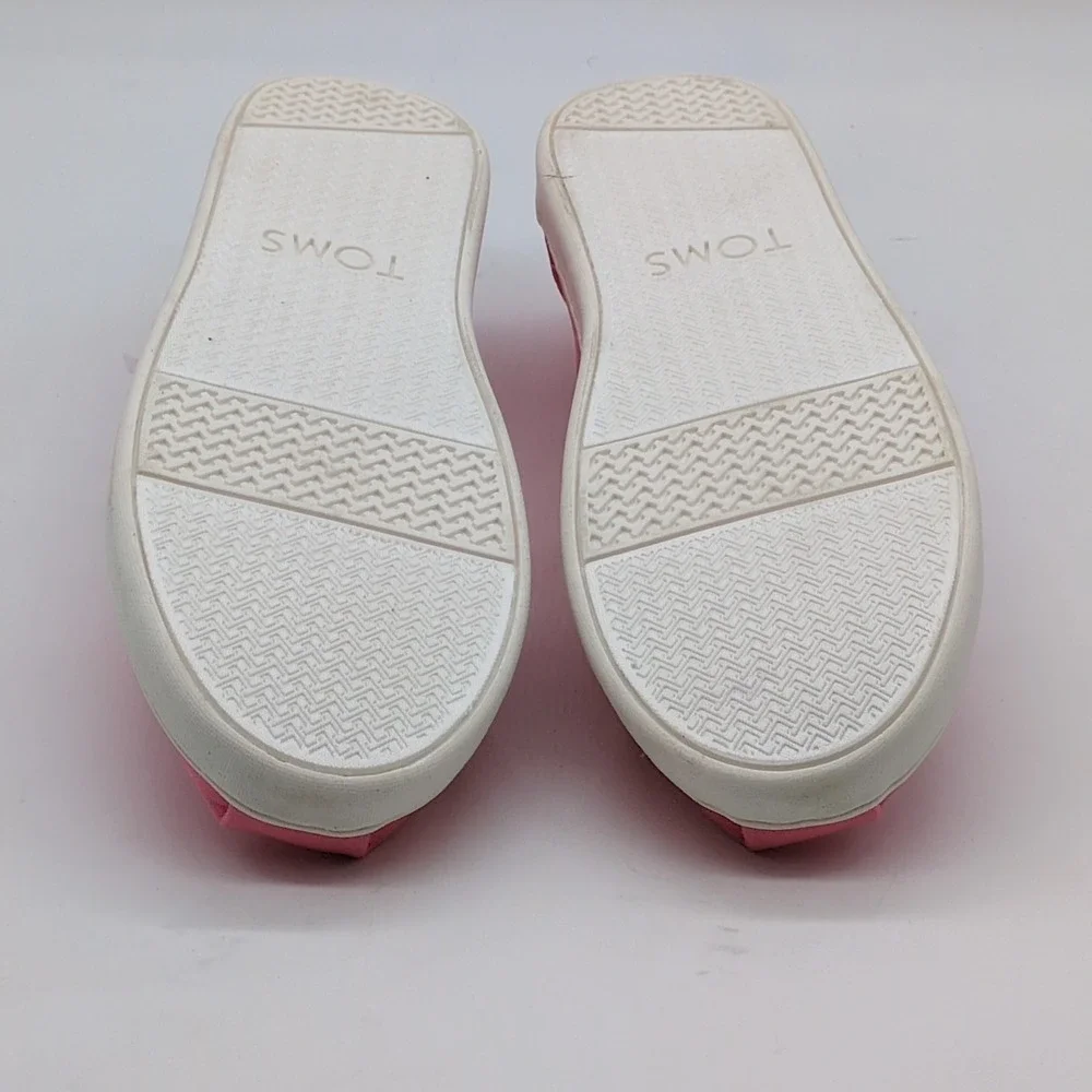 Toms Shoes Girls Belmont Pink 5.5 Slip On Flats Canvas Comfort Stretch NEW